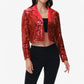 Sequin Cropped Blazer Long Sleeve Sparkly Open Front Jacket