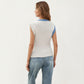 Sleeveless Colorblock Knit Vest with Button Front and Ribbed Trim