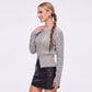 Cable Knit Crewneck Sweater with Front Zipper