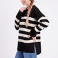 Oversized Striped Crewneck Side Slit Tunic Sweater