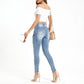 Mid Rise Cargo Skinny Jeans with Utility Pockets and Zipper Details