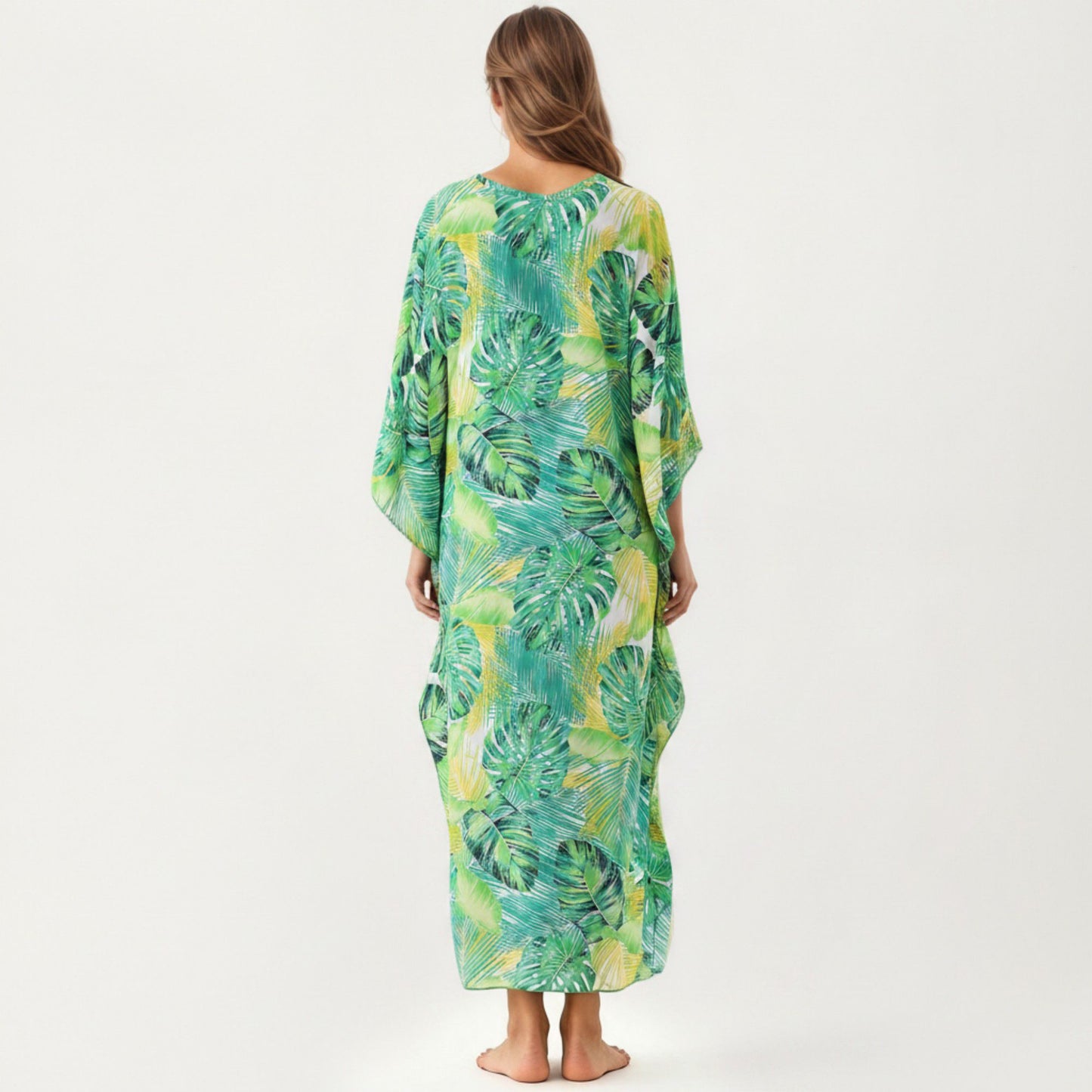 Paisley Print Maxi Dress with V-Neckline Short Sleeves and Relaxed Flowing Silhouette