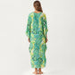 Paisley Print Maxi Dress with V-Neckline Short Sleeves and Relaxed Flowing Silhouette