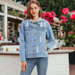 Detachable Hoodie Denim Distressed Jean Jacket