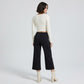 Foldover Waistband Cropped Wide-Leg Trousers