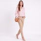 Striped Long Sleeve Split Neck Blouse with Button Placket