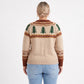 Plus Size Fair Isle Tree Print Crewneck Sweater