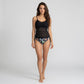 2 Piece Lace Tankini Top and Printed Bikini Bottom Set