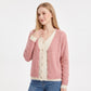Contrast Trim Layered V Neck Button Front Cardigan