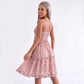 Floral Tie Front Cutout Smocked Ruffle Tiered Dress