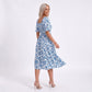 Floral Square Neck Smocked Bodice Tiered Midi Dress