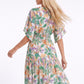 Abstract Floral V Neck Tiered Maxi Dress