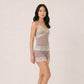 2-Piece Lace Trim Cami Top and Shorts Pajama Lounge Set with Mesh Dot Detail and Scalloped Hem