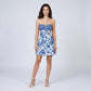 Blue Floral Halter Neck O-Ring Cutout Mini Dress Smocked Back Sundress