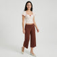 Foldover Waistband Cropped Wide-Leg Trousers