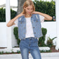 Sleeveless Distressed Denim Jean Jacket Vest