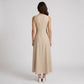 Sleeveless Round Neck Panel Seam Maxi Dress with Fitted Bodice Flowy A-Line Skirt and Soft Woven Drape