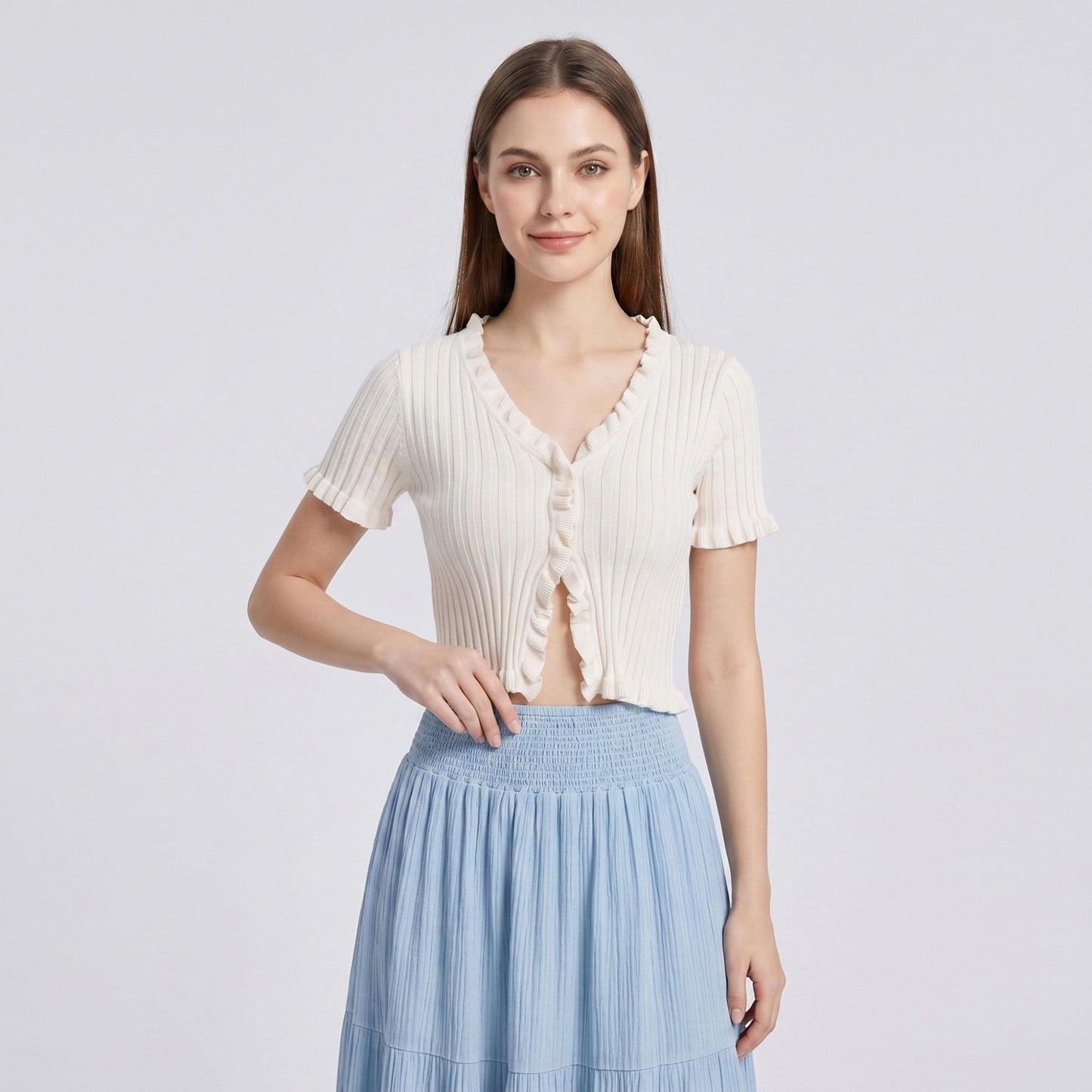 High Waist Smocked Tiered Maxi Skirt Boho Flowy Textured Long Skirt