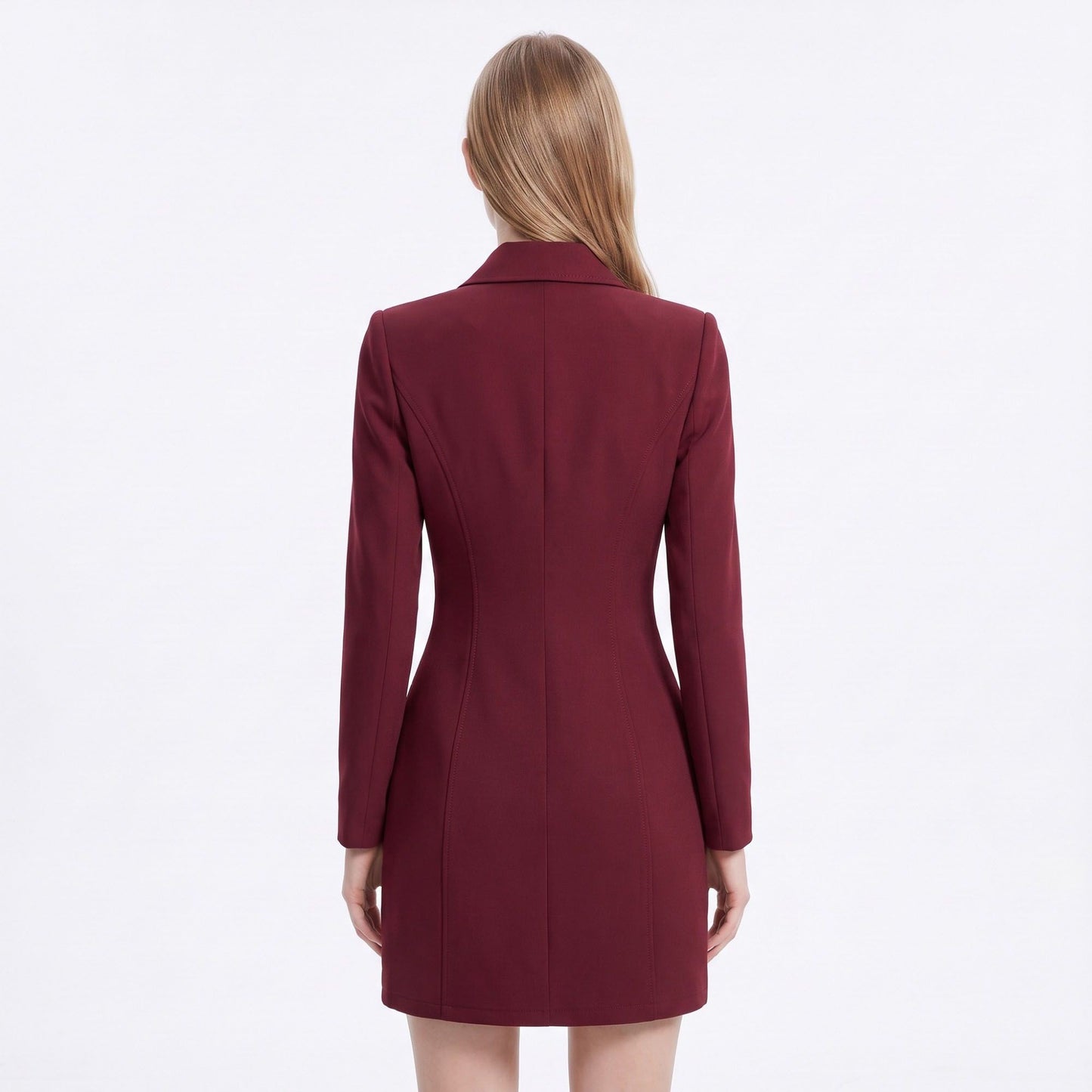 Long Sleeve Button Front Blazer Dress with Notched Collar
