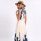 Border Print Maxi Dress Square Neck Sleeveless A Line Dress