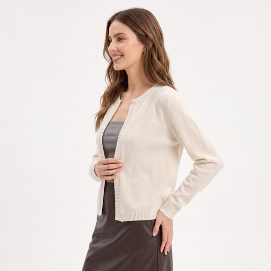 Single Button Open Front Knit Cardigan