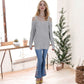 Long Sleeve Cold Shoulder Knit Pullover Sweater