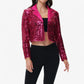 Sequin Cropped Blazer Long Sleeve Sparkly Open Front Jacket