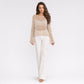 Sequin Open Knit Long Sleeve Sheer Pullover Top
