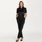 Satin Bow Neck Blouse with Short Sleeves and Smooth Draped Finish