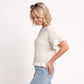 Short Sleeve Sweater Top Lace Ruffle Hem Textured Knit Blouse