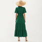 Short Sleeve Maxi Dress with Wrap Front Waist Tie and Tiered Skirt