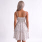 Floral Tie Front Cutout Smocked Ruffle Tiered Dress