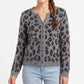 Fuzzy Leopard Print Button Front Cardigan Sweater