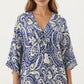 Paisley Print Maxi Dress with V-Neckline Short Sleeves and Relaxed Flowing Silhouette