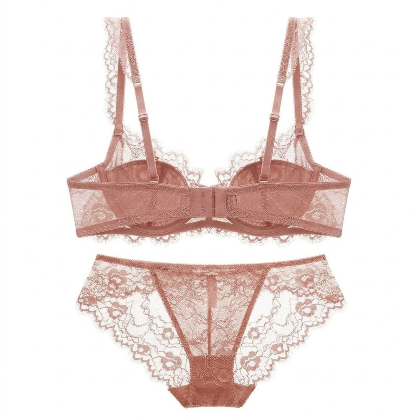 2 Piece Floral Lace Underwire Bra and Panty Lingerie Set