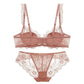 2 Piece Floral Lace Underwire Bra and Panty Lingerie Set