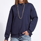 Exposed Seam Drop Shoulder Long Sleeve Pullover Sweatshirt