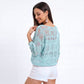 Open Stitch Knit Sweater One Shoulder Geometric Long Sleeve Top