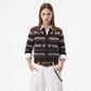 Geometric Pattern Button Front Knit Cardigan Sweater