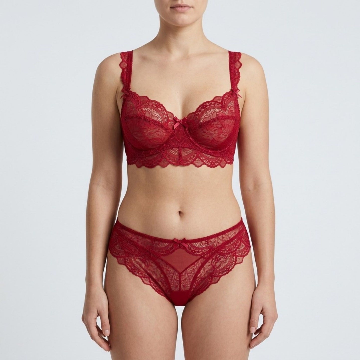 2 Piece Floral Lace Underwire Bra and Panty Lingerie Set
