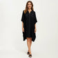 Button Front Swim Cover Up Shirt Dress Loose Lightweight Beach Kaftan