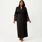 Plus Size Long Satin Robe Lace Sleeve Wrap Nightgown Belted Kimono Sleepwear