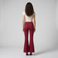 High Rise Flare Pants Button Front Stretch Wide Leg Hem Pants