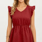 Swiss Dot Babydoll Dress with Ruffle Sleeves and V-Neckline