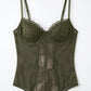 Floral Lace Mesh Bodysuit with Underwire Cups and Adjustable Straps