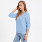 V Neck Textured Knit Pullover Sweater with Long Sleeves