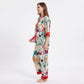 2-Piece Printed Pajama Set Button Front Short Sleeve Sleep Shirt and Long Pants