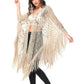 Semi Sheer Boho Sequin Fringe Sparkle Drop Shoulder Shrug