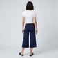 Foldover Waistband Cropped Wide-Leg Trousers