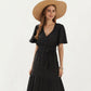 Short Sleeve Maxi Dress with Wrap Front Waist Tie and Tiered Skirt